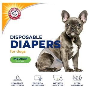 2 Packages Arm & Hammer Dog Diapers Disposable - Medium